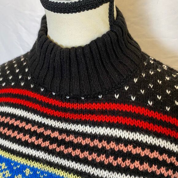 American Eagle Women's Fair Isle Striped Turtleneck Sweater Small Knit Cropped - Picture 2 of 11